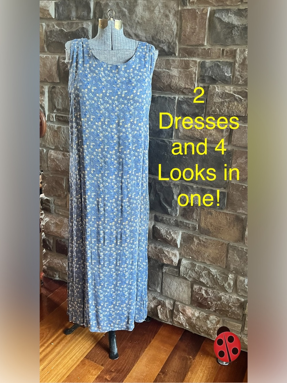 Versatile Blue Floral Sleeveless Maxi Dress